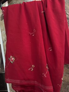 Elegant Red Embroidered Saree