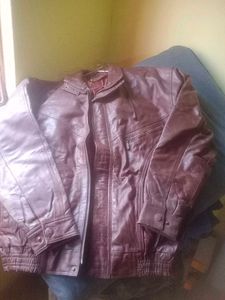 Burgundy Leather Bomber Jacket