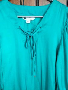 Elegant Teal Tie-Neck Top