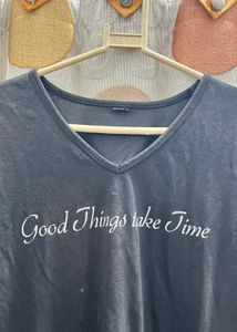 Black Regular Home Wear Tee-shirt