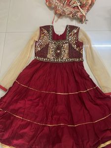 Maroon Embroidered Kurta