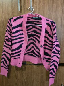 Pink Zebra Stripe Cardigan