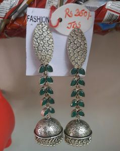 GERMAN SILVER STONE Long EARRINGS