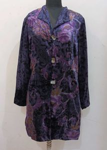 Purple Floral Velvet Coat