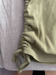 Olive Green Ribbed Fitted T-Shirt