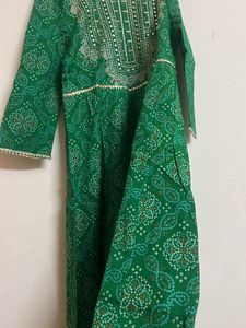 BHADHANI PRINT GREEN KURTI