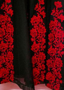 Black  And Red Floral Mesh Dress