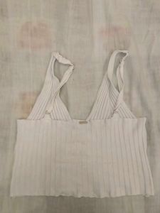 White Ribbed Crop Top