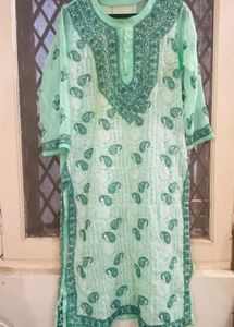 Mint Green Embroidered Kurti