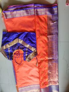Orange With Green Colour Combination Saree