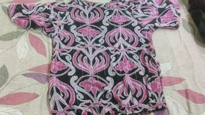 Pink & Black Floral Print Top