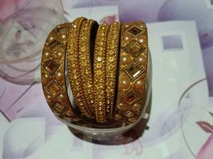 Gold Beaded Bangle Set