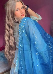 Sky Blue Embellished Anarkali Frock  Set
