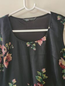Beautiful Black Siffon Floral Dress
