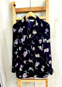 Black Floral Design Shirt Size-38