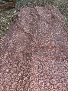 Mauve Floral Sequin Fabric