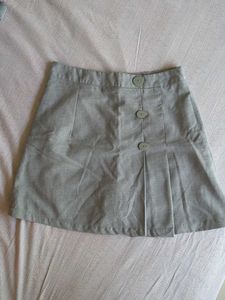 Gray Pleated Mini Skirt