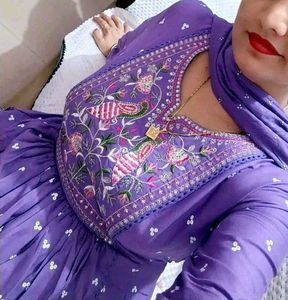 Purple Embroidered Kurta Set