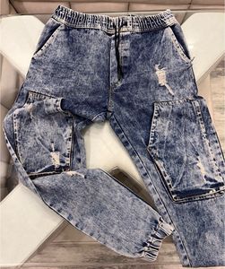 Distressed Denim Joggers