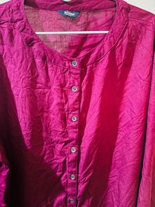 ₹190 Women Burgundy Solid Casual Shirt - XL