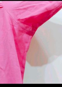 Global Desi Pink Short Kurti With Sober Work