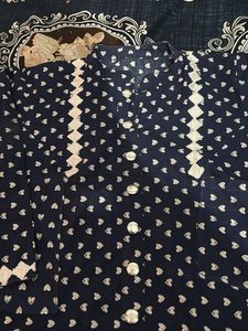 Heart Print Navy Blue Kurti