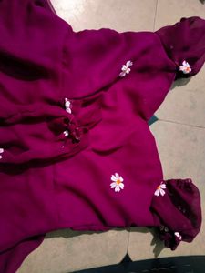 Maroon Floral Detail Top