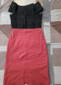 Shiny Black And Peach pink One Piece