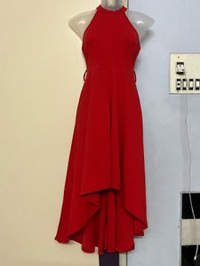 Pintrest Red Halter Hi-Lo Dress