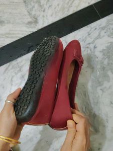 Burgundy Ballet Flats with Bow