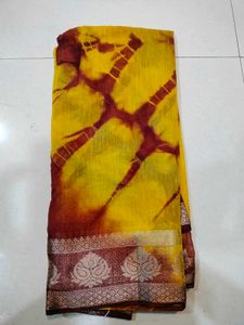 Yellow Tie-Dye Saree