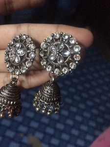 Silver Jhumka Earrings