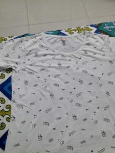 White Graphic Print Tee