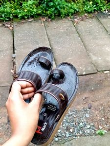 M Mark Brown Leather Slippers