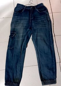 Blue Denim Cargo Jeans