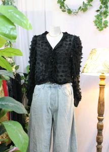 Zara Textured Floral Applique Jacket