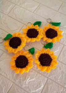 Sunflower Crochet Keychain