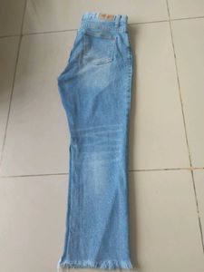 Light Blue With Fade Patches Print Denim Jeans
