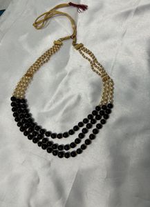 Pearl &amp; Black Bead Necklace Set