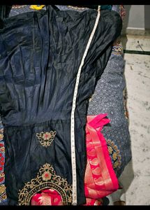 Long Gown Dress With Banarasi Dupatta