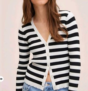 New with tag MNG Striped V-Neck Cardigan