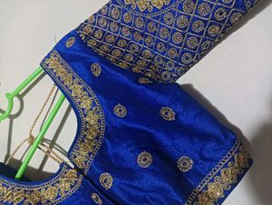 Royal Blue Embroidered Blouse