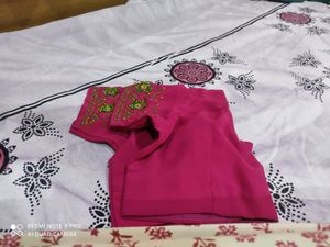 Beautiful  Dark Magenta Colour Hand Work Blouse