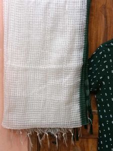 GentlyUsed DarkGreen Embroidered Kurti+Dupatta XXL