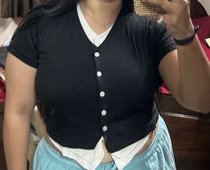 Cropped Button-Down Top