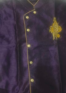 Boys&#39; Purple Asymmetrical Kurta