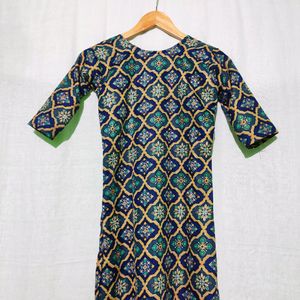 Teal Green Printed Kurti