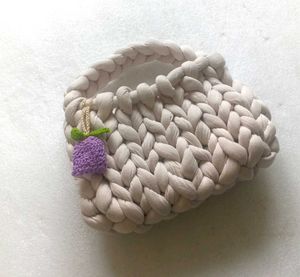 cute handmade crochet bag with charm