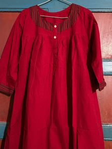 Red Cotton Nighty night gown