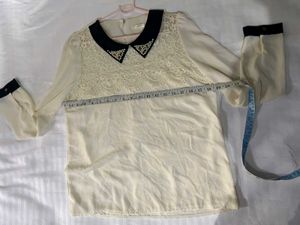 Elegant Korean Lace Detail Blouse